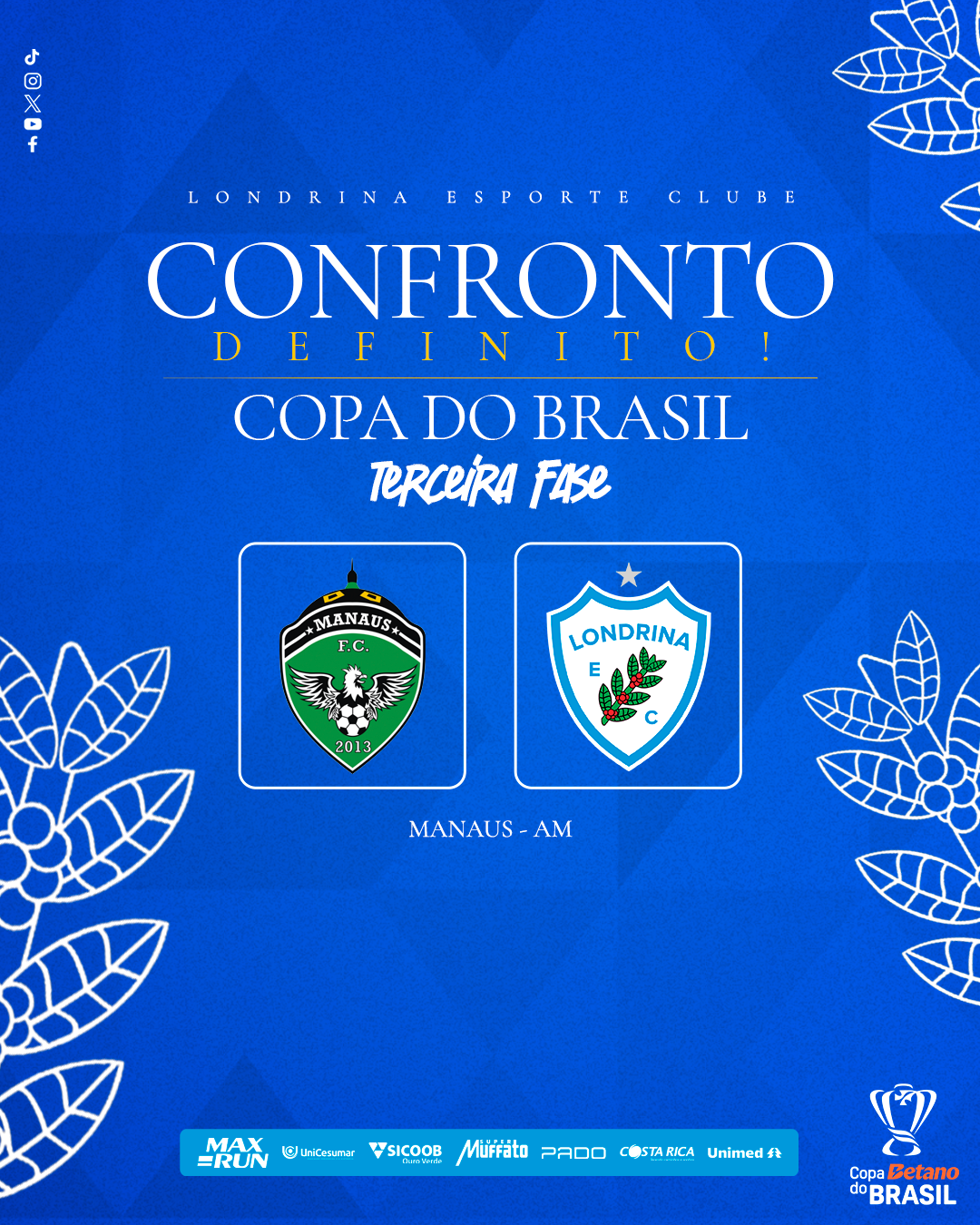 Tubarão terá o Manaus pela frente na Copa do Brasil